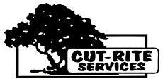 Cut-Rite Tree Services logo in black with a white outer glow.